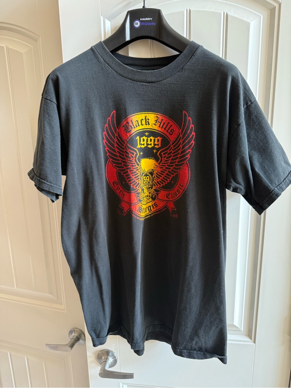 1999 Sturgis Biker Rally Graphic Tee with Red & Yellow Winged Eagle Skull 90s